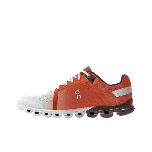 On Cloudflow Slip-Resistant Abrasion-Resistant Низкий Топ Тренировочные Беговые Кроссовки Женские Оранжевый Белый