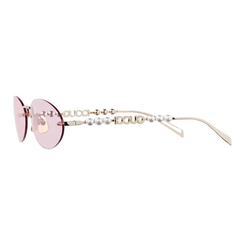 GUCCI Металлик PEARLS OVAL SUNGLASSES Женские Золотой