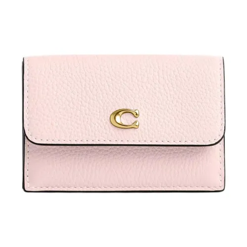 COACH Pebble Кожа Кошелек Мини Женский Румяно-розовый