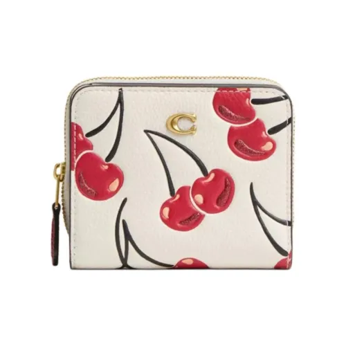 COACH Кожа Кошелек Мини Женский Белый и Красный