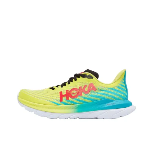 HOKA ONE ONE Mach 5 Slip-resistant Abrasion-resistant Low Top Casual Running Shoes Men's Yellow Blue HOKA ONE ONE Mach 5 Противоскользящий Устойчивый к истиранию Низкий Топ Повседневные Беговые Кроссовки Мужские Желтый Синий