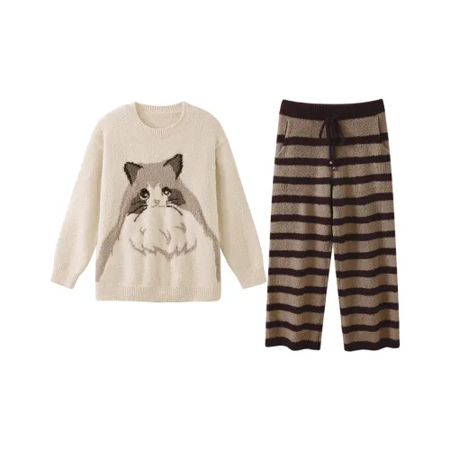 JINGYUN Пижамный комплект зимний женский цвет груша белый