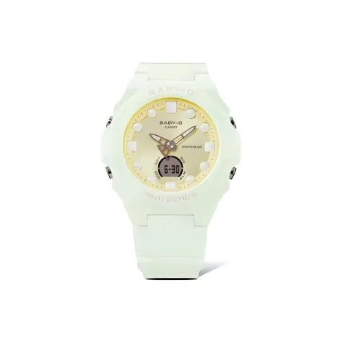 CASIO Baby Кварцевый механизм Смольный ремешок Часы Женские Желтый циферблат