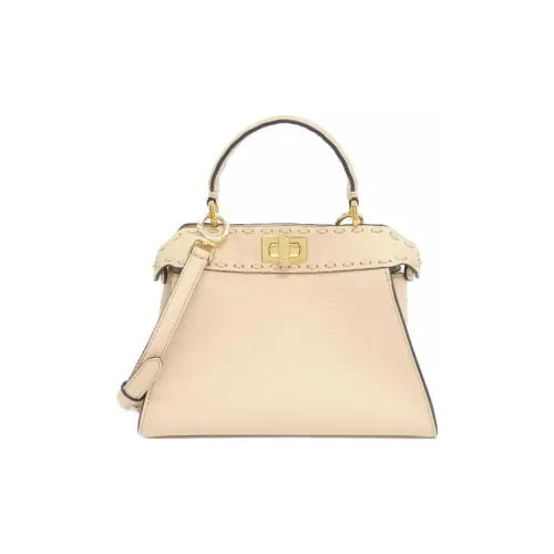 FENDI Peekaboo Телячья кожа Плечо Через плечо Сумка Мини Женская Бежевая