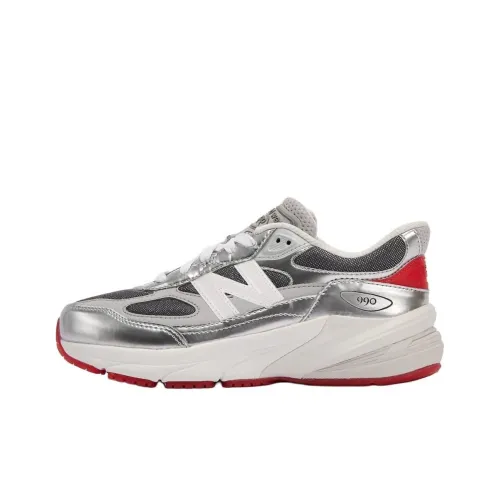 DTLR x New Balance NB 990 V6 Low Топ Детские беговые кроссовки Серебряный Красный Подростки
