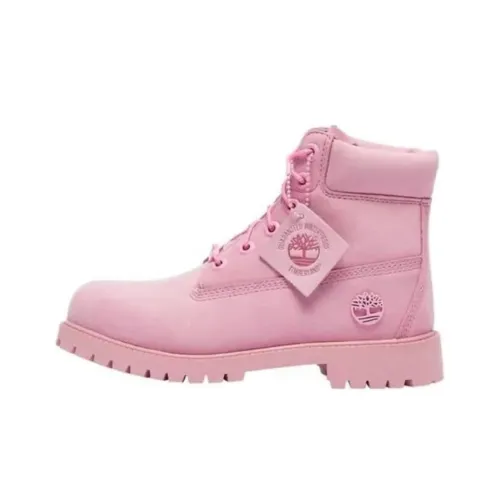 Timberland Премиум Детские кожаные сапоги Розовые Школьный возраст