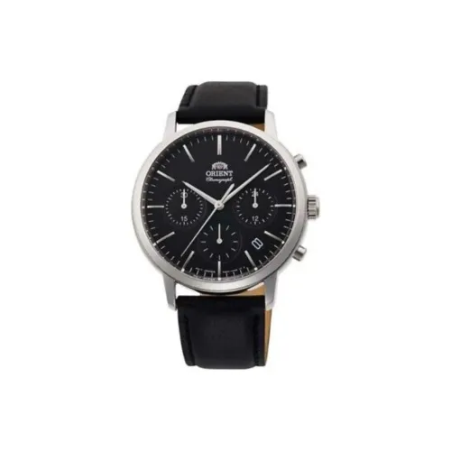 ORIENT Кварцевый механизм кожаный ремешок часы 45,7 мм мужские черный циферблат