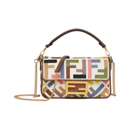 FENDI Baguette Хлопок Сумка через плечо Сумка Мини Женская Многоцветная