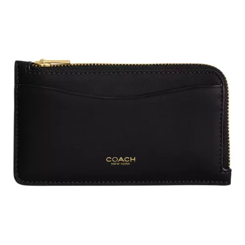 COACH Телячья кожа Держатель для карт Маленький Женский Черный