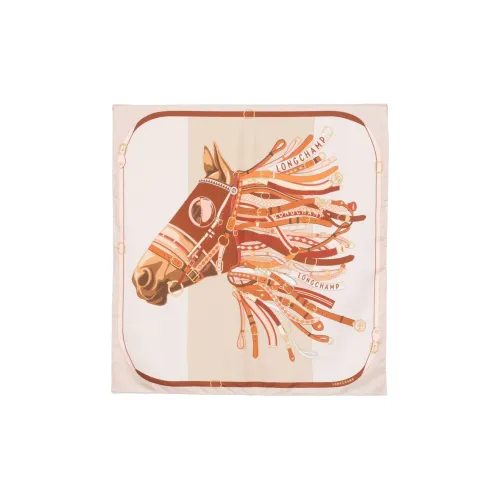 LONGCHAMP Шелковые шарфы Женские Миндально-бежевый Многоцветный