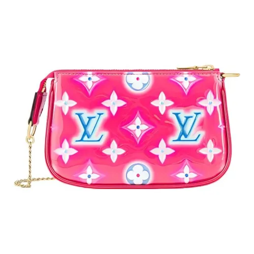 LOUIS VUITTON Verni Лакированная кожа Маленькая сумочка Портативный Кошелек для монет Женские Фуксия