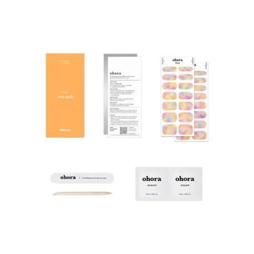 OHORA Nail Стикер Инструкция + 30 Листов + Пилка для ногтей + Деревянный стик + Этиловый спирт Хлопковые листы *2