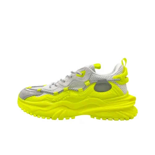 QIANJIN Амортизация противоскользящий покрытие увеличенная высота низкий топ кроссовки с толстой подошвой мужской неоновый зеленый