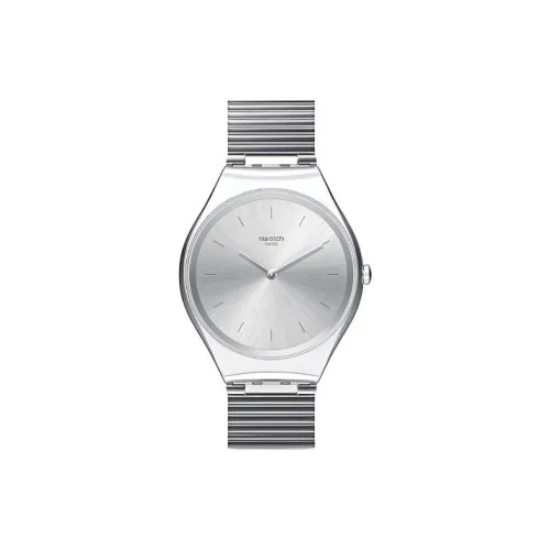 SWATCH Skin Series Кварцевый механизм Унисекс Часы 38 мм Серебристый циферблат Корпус из нержавеющей стали Ремешок из нержавеющей стали
