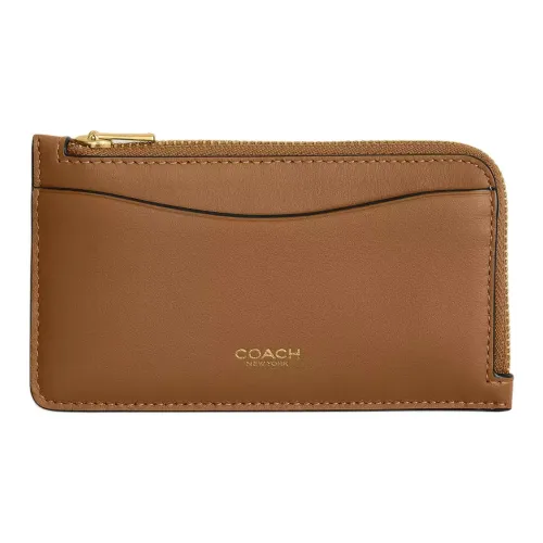 COACH Телячья кожа Держатель для карт Мини Женский Медовый Коричневый