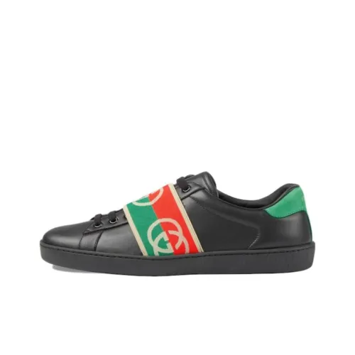 GUCCI Ace Low Топ Скейтборд Кроссовки Мужские Черные