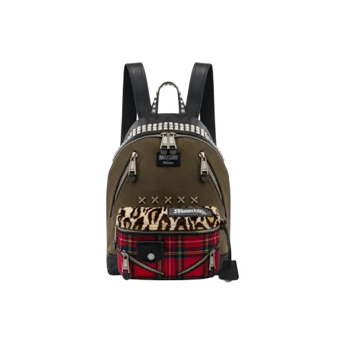 MOSCHINO Рюкзак из коровьей кожи с тканью стандартный мужской оливково-зеленый