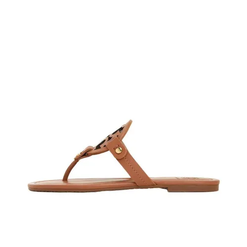 TORY BURCH Miller Кожаный Пэчворк Cut Out Тапочки Шлепанцы Женские Коричневый