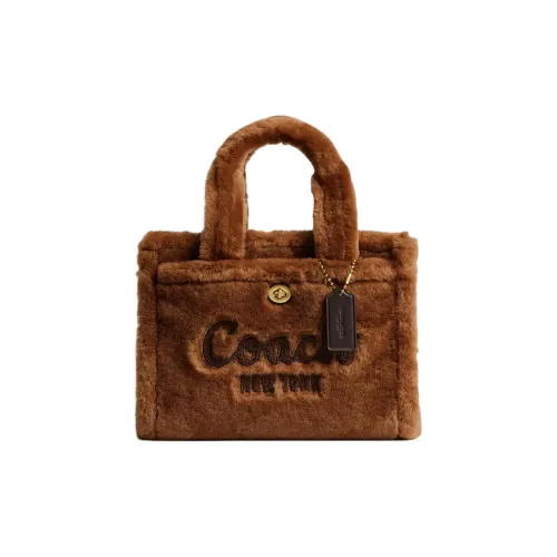 COACH Shearling Tote Bag Shopping Bag Shoulder Bag Single Shoulder Bag Medium Women's Brown