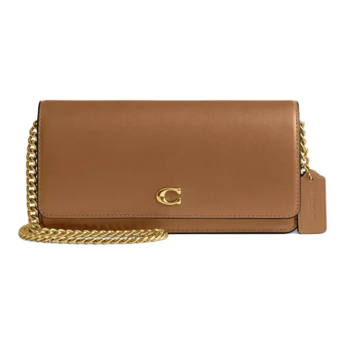 COACH Essential Телячья кожа Сумка через плечо Кошелек Мини Женский Медовый Коричневый