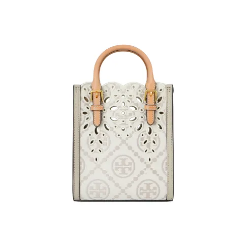 TORY BURCH T Monogram Кожа Тоут Сумка Сумка для покупок Сумка через плечо Сумка Мини Женская Айвори Белый