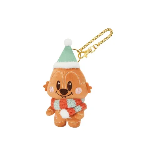 Disney 2024 Gingerbread Man Collection Chip 'n Dale Чип Плюшевая Кукла с Кольцом для ключей и Подвеской Длина тела 13 см