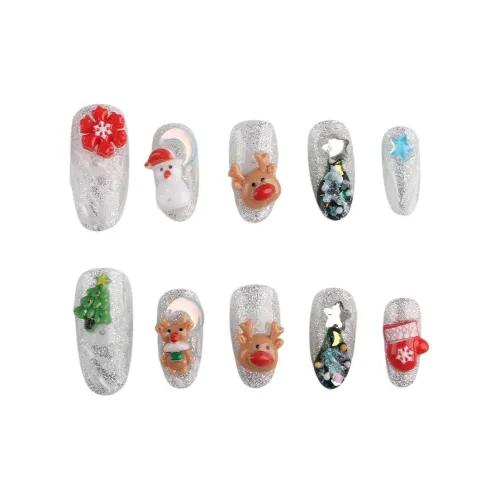 Song Biography Милый Рождественская елка Новинка Рождество 3D-эффект Лось Медвежонок Nail Art 25mm Овал