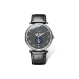 Серебряный корпус | Металлический циферблат | Черная телячья кожа
