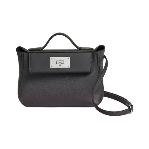 HERMES 24 24 Кожа Evercolor с Swift Телячья кожа Сумка через плечо Сумка Мини Женская Черная