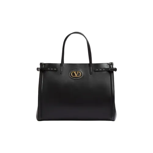 Valentino Телячья кожа Тоут Сумка Сумка для покупок Сумка через плечо Сумка среднего размера Женская Черная