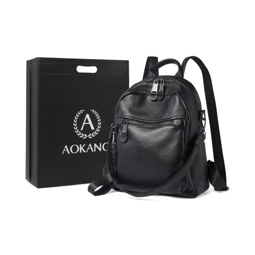 AOKANG Рюкзак из крупнозернистой текстуры коровьей кожи рюкзак сумка деловая поездка дорожная сумка стандартный женский черный