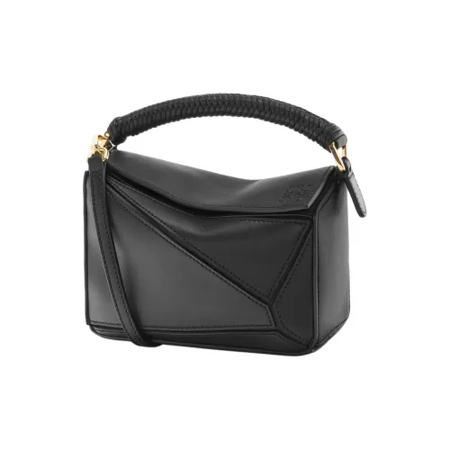LOEWE Пазл Мягкая Телячья Кожа Сумка через плечо Сумка Мини Женская Черная