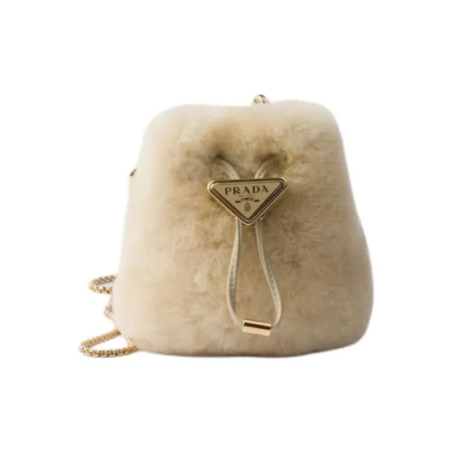 PRADA Sheepskin Crossbody Clutch Mini Women's Beige