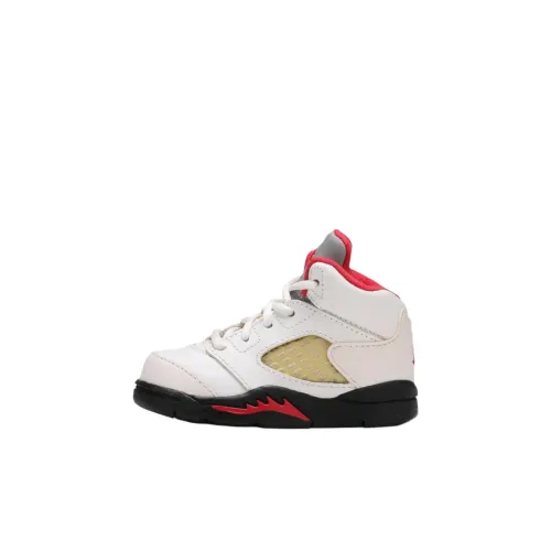 Jordan Air Джордан 5 Противоскользящая Устойчивая к истиранию Высокий Топ Обувь для малышей Белый Новорожденный и Малыш