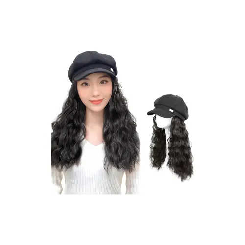 TIANKONGSHU Осенний Зимний Fashion Versatile Черный Восьмиугольная кепка Roll Перука