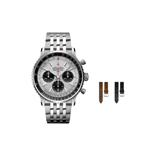 Breitling Автоматический Механический Часы Мужские из коллекции Aviation Chronograph, 43 мм, Серебряный