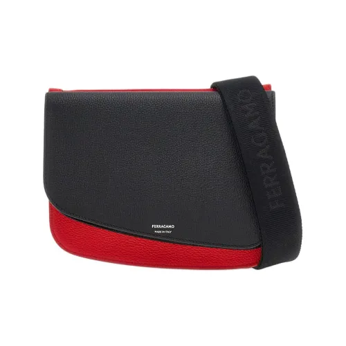 FERRAGAMO Телячья кожа Сумка через плечо Сумка на плечо Мужская Черная Красная