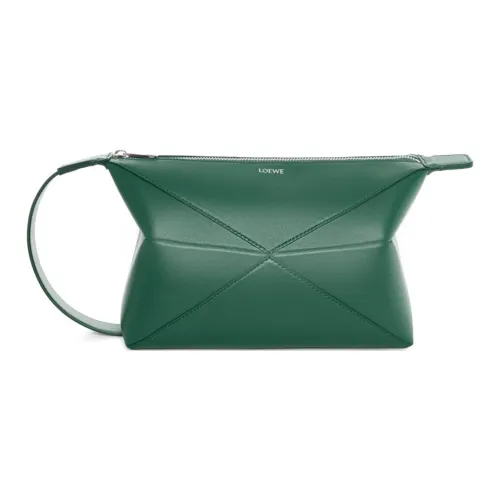 LOEWE Puzzle Fold Яркий Телячья кожа Туалетная сумка Мужская Зеленая