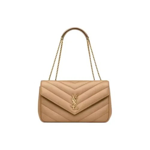 SAINT LAURENT LOULOU Овчина Конверт Сумка Сумка через плечо Сумка на плечо Средний Женский Натуральный Коричневый Желтый