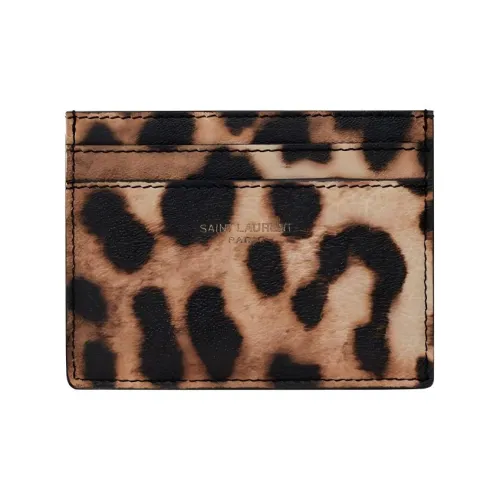SAINT LAURENT Париж Телячья кожа с рельефом кожаные вставки держатель для карт мужской леопардовый принт