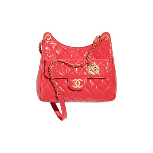 CHANEL Яркий цвет складка масляный воск телячья кожа хиппи сумка сумка через плечо женская красный