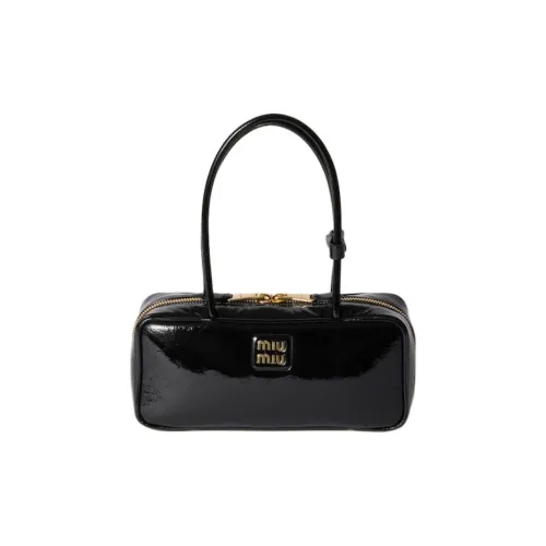 MIU MIU Naplak Лакированная поверхность Овчина Одно плечо Сумка Женские Черный