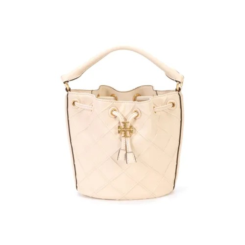 Tory Burch Fleming Кожа Ведрообразная Сумка Одно Плечо Сумка через плечо Маленькая Женская Кремово-Белая