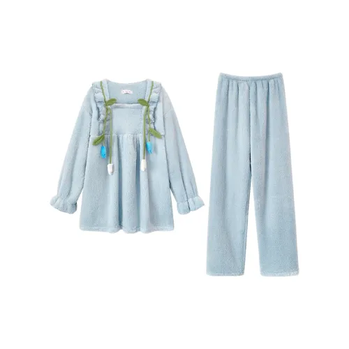 YIROUQING Пижамный комплект женский небесно-голубой