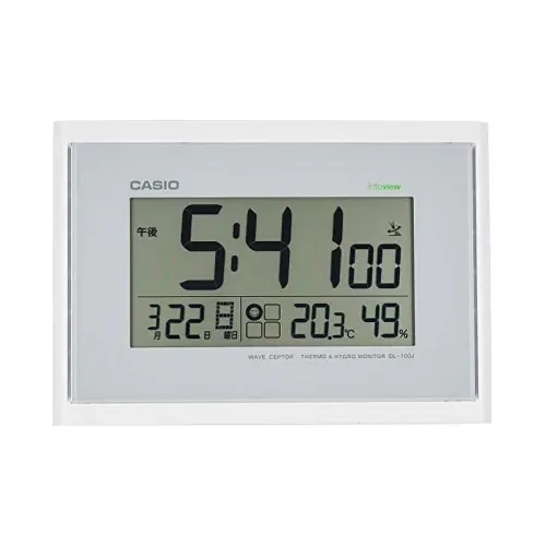 CASIO Радиоконтролируемые Механические Настольные Часы из Смолы Унисекс Серого цвета