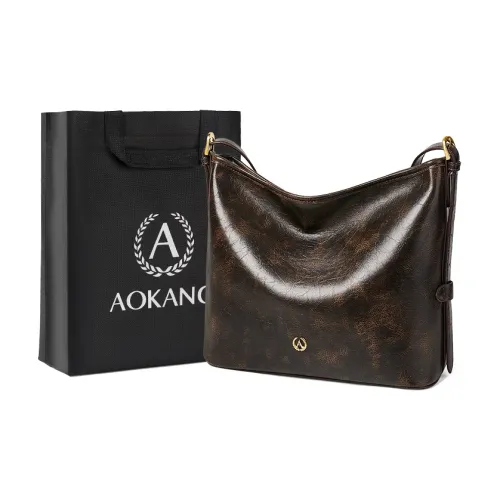AOKANG Коровья кожа Сумка на плечо Тоут Сумка через плечо Сумка среднего размера Женская Кленовый Лист Кофейный Янтарный Коричневый Хаки
