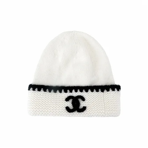 CHANEL Кашемир Шапки-бини Унисекс Белый Черный