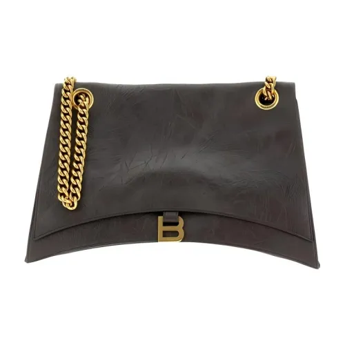 Balenciaga Crush Коровья кожа Двойная сумка с цепочкой сумка через плечо большая женская коричневый