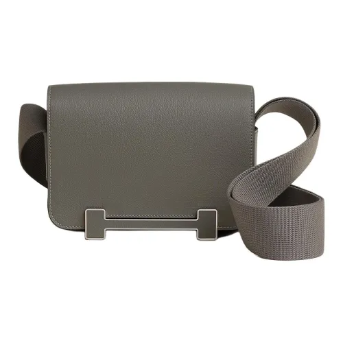 HERMES Geta Evercolor Телячья кожа Сумка через плечо Сумка на плечо Женская Дождевой облачный серый цвет