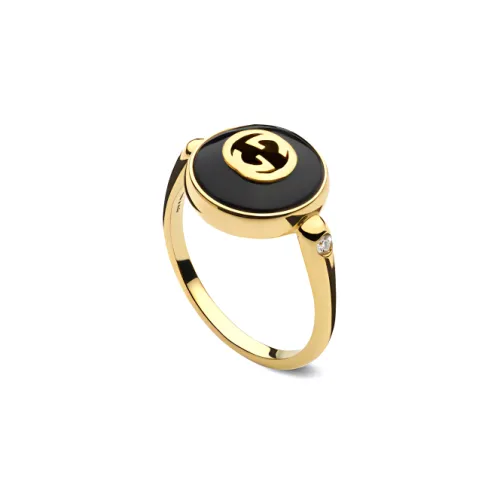 GUCCI Кольца из 18К золота агат алмазы женские черный